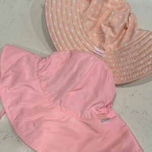 Ruffle Butts Pink and Polka Dot Kids Hats bundle 12-24m 2T